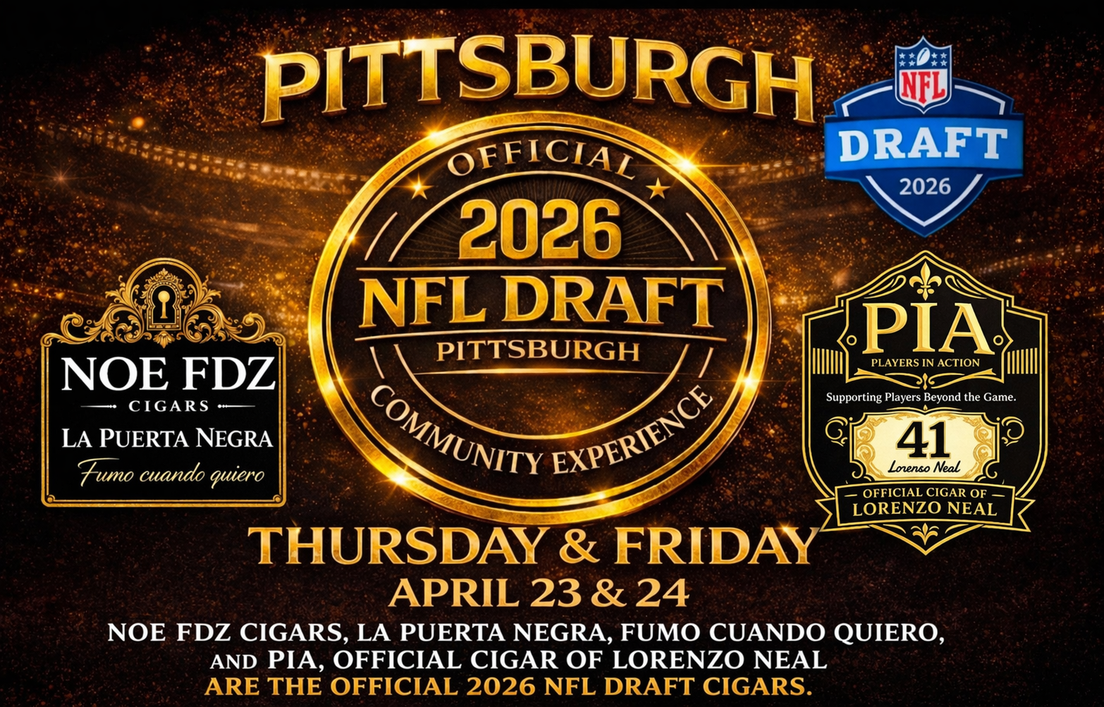Noe FDZ Cigars named an official cigar of the 2026 NFL Draft community experience in Pittsburgh