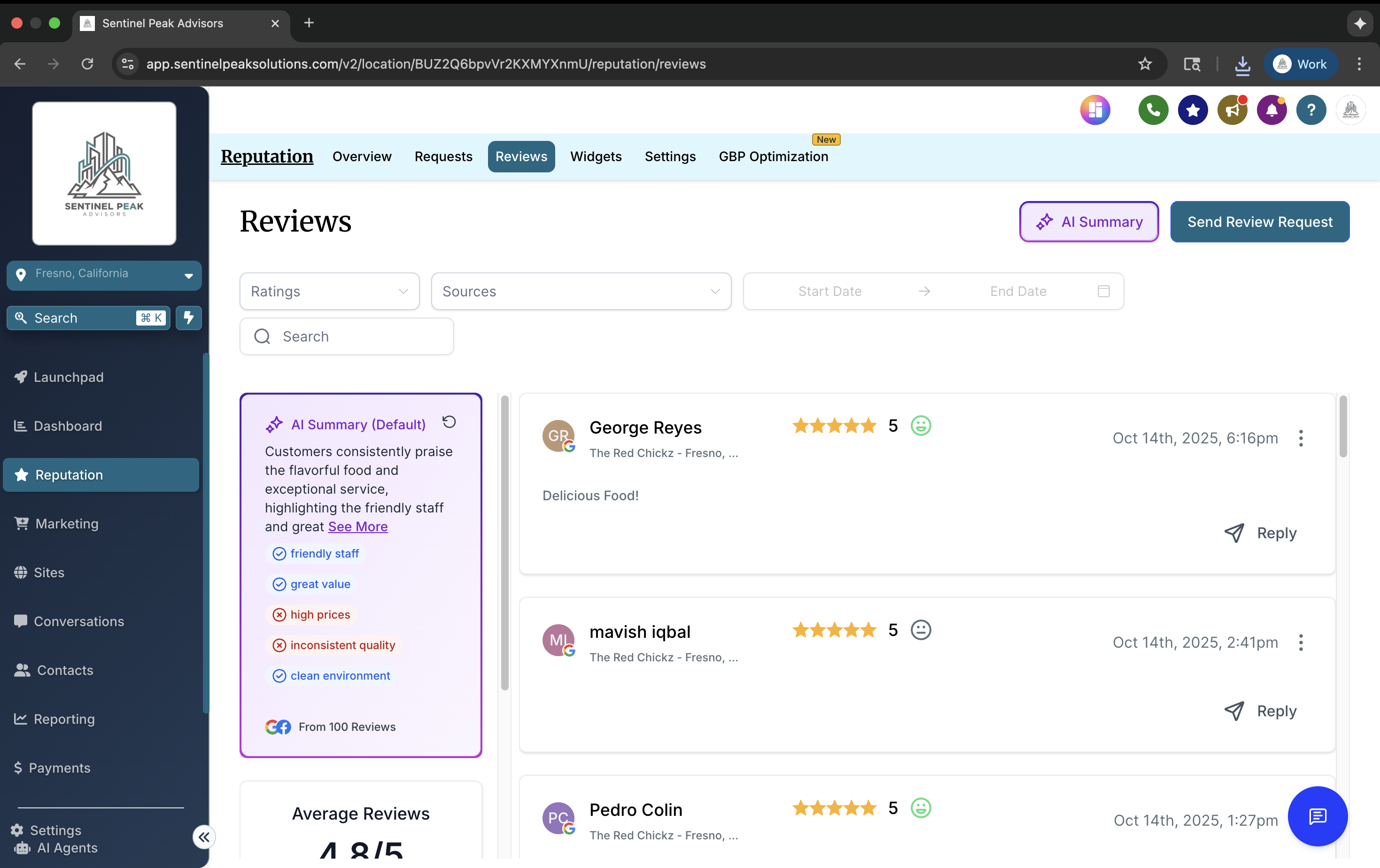 Reputation Management Dashboard